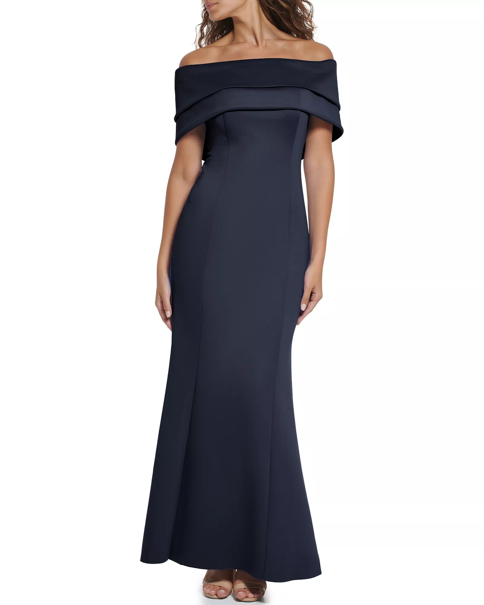 Women's Vince Camuto Off The Shoulder Gown Size 10 Navy Blue