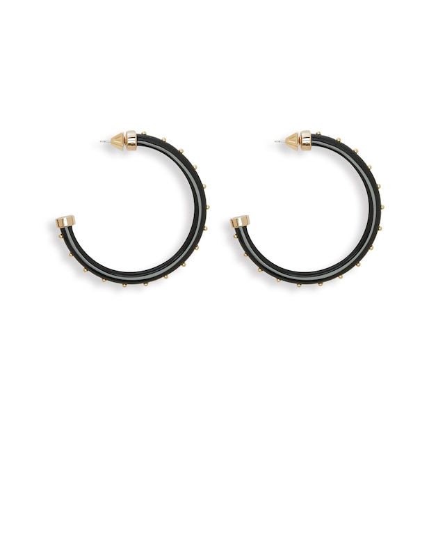 Black & Brown Stud Hoop Earrings