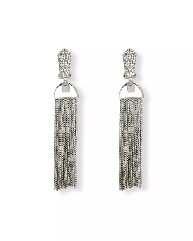 Vince Camuto Pave Tassel Clip-On Earrings