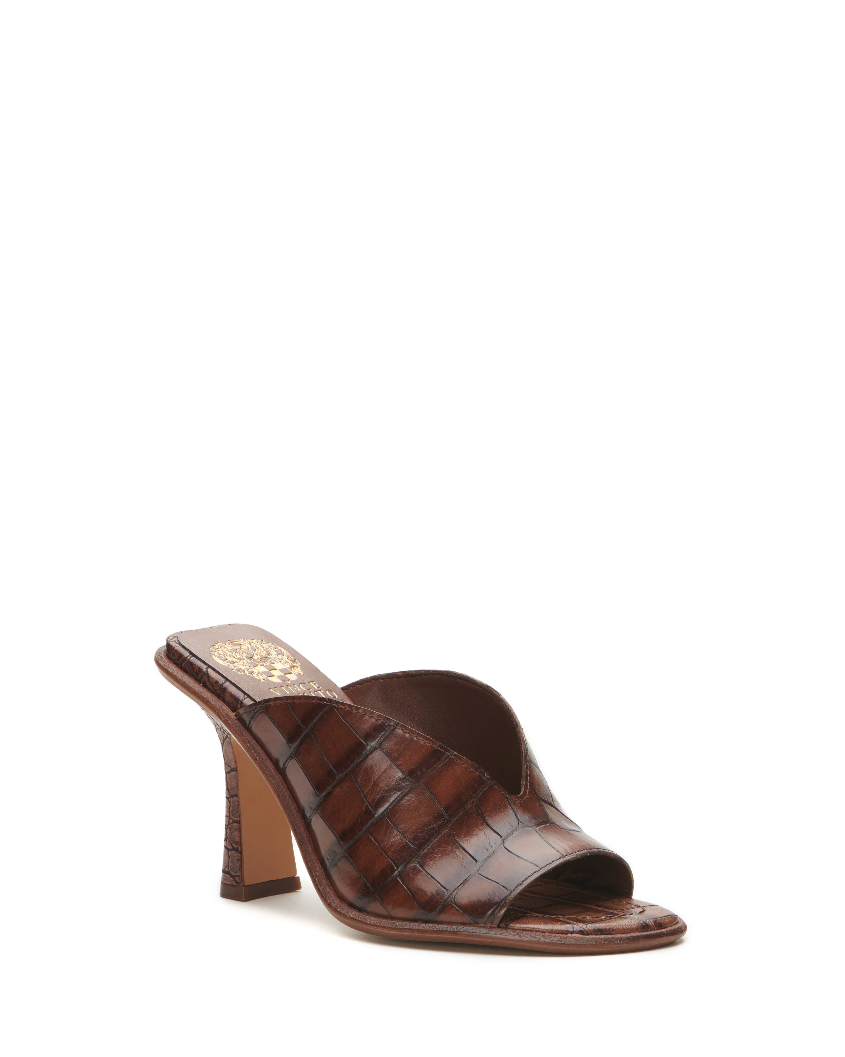 Women's Vince Camuto Mershid Mules Shoes Size 6.5 Rich Cocoa Croc Print