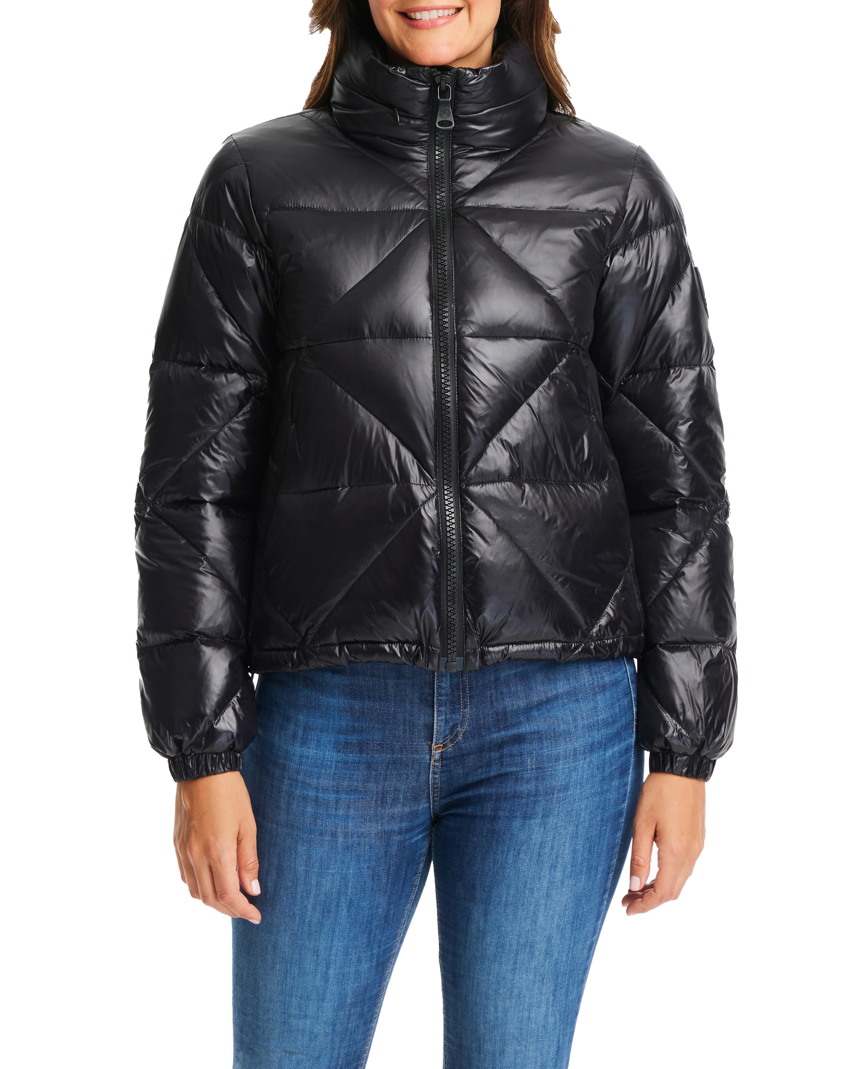 Women's Vince Camuto Triangle Quilted Puffer Jacket Size Medium Black