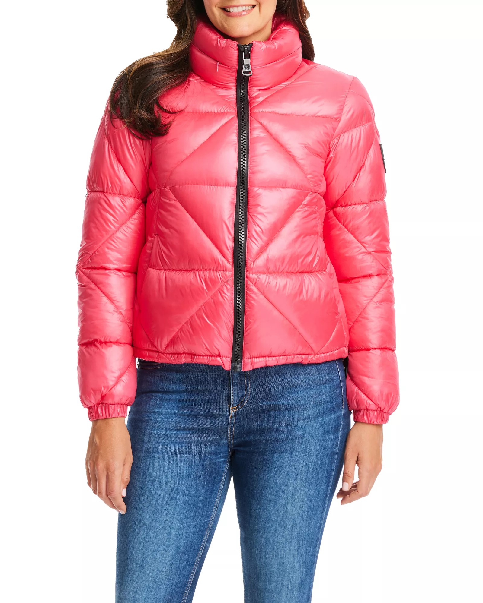 Women's Vince Camuto Triangle Quilted Puffer Jacket Size Medium Hot Pink