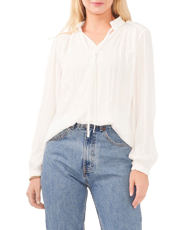 Vince Camuto Pleated Tie-neck Blouse