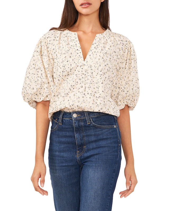 Vince Camuto Floral-print Puff-sleeve Blouse