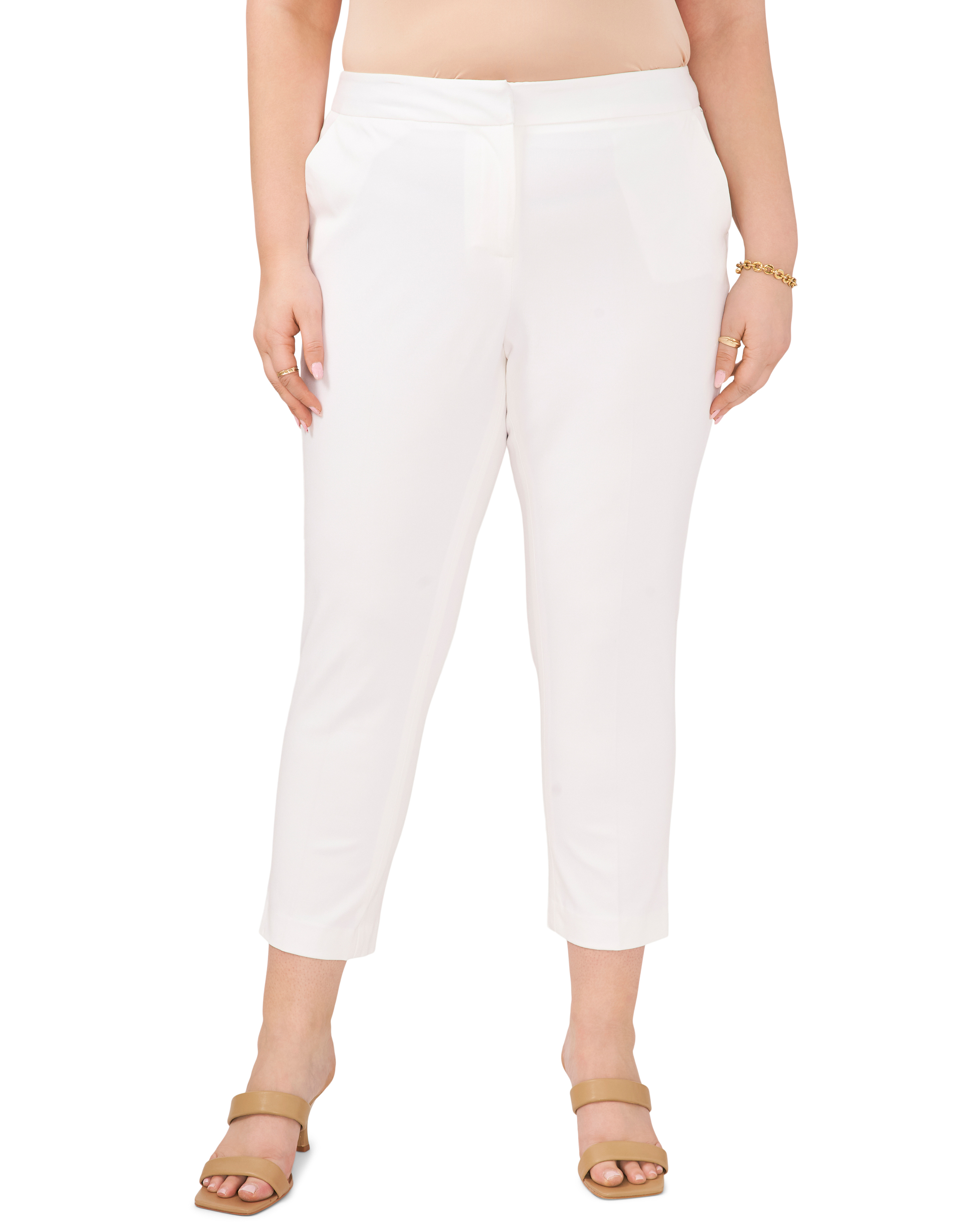 Women's Vince Camuto Twill Cropped Trousers (Plus Size) Size 22 Ultra White