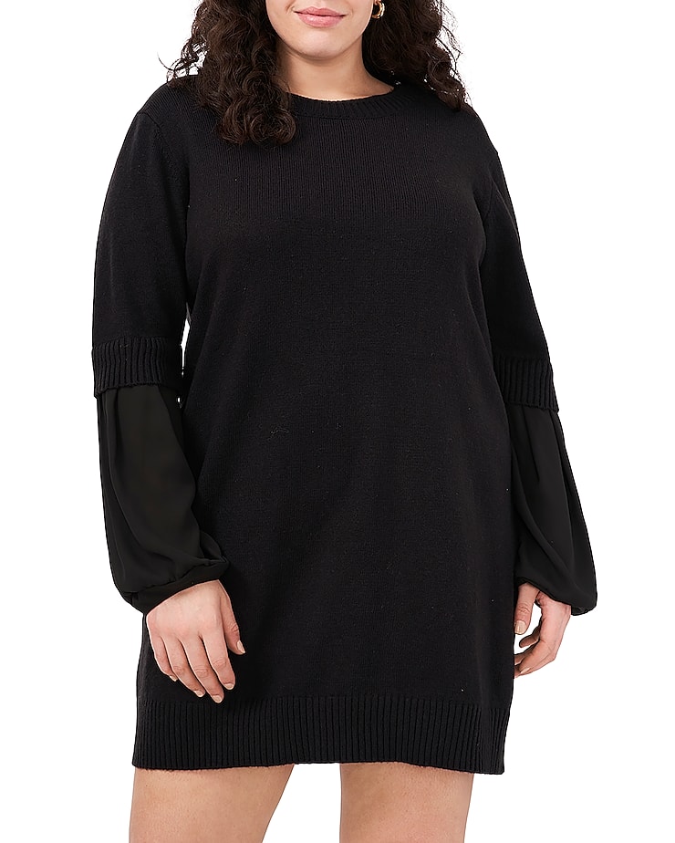 Vince Camuto Contrast-sleeve Sweater Dress (Plus Size)