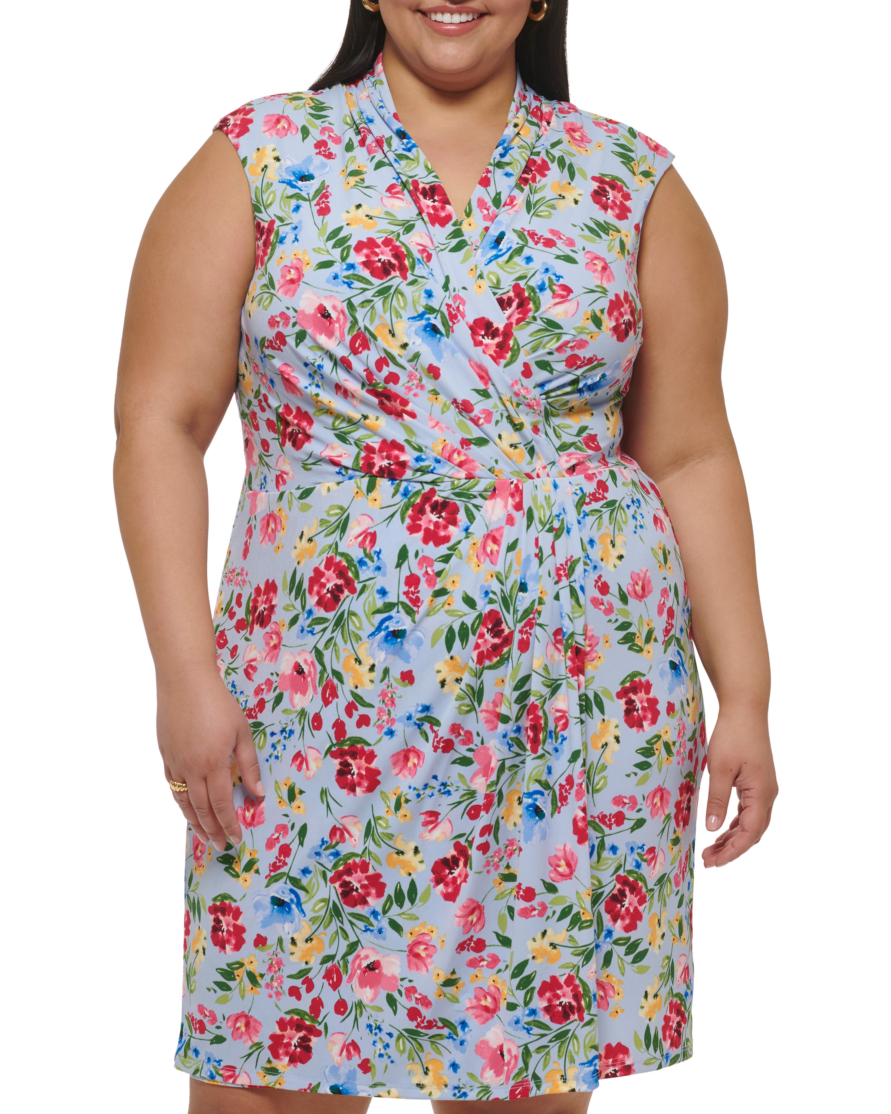 Vince Camuto Floral-print Faux-wrap Dress (Plus Size)