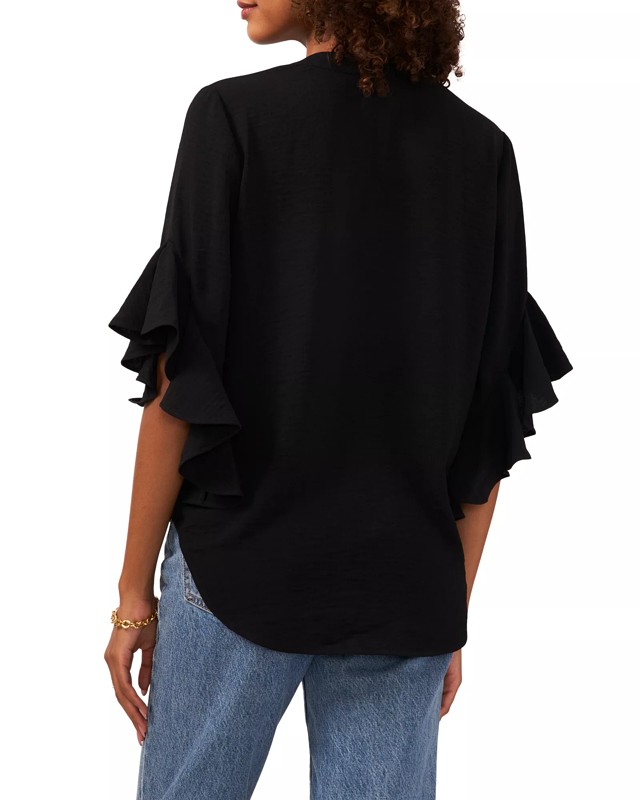 Vince Camuto Pleated Ruffled-sleeve Blouse