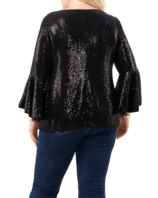 Vince Camuto Metallic Bell-Sleeve Top (Plus Size)