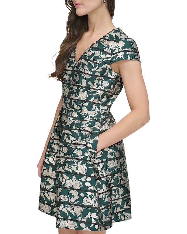 Vince Camuto Floral Jacquard Fit-and-Flare Dress
