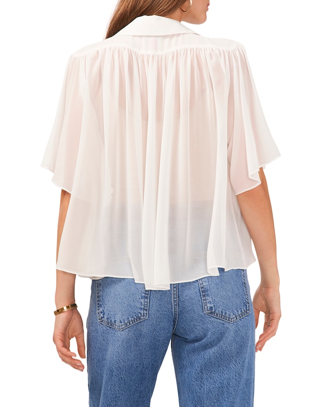 Vince Camuto Ruched Chiffon Button-Up Top