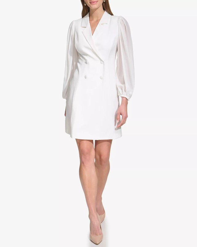 Vince Camuto Notch-Lapel Double-Breasted Tuxedo Dress