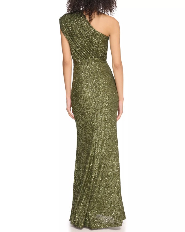Vince Camuto Sequined One-Shoulder Gown (Petite)